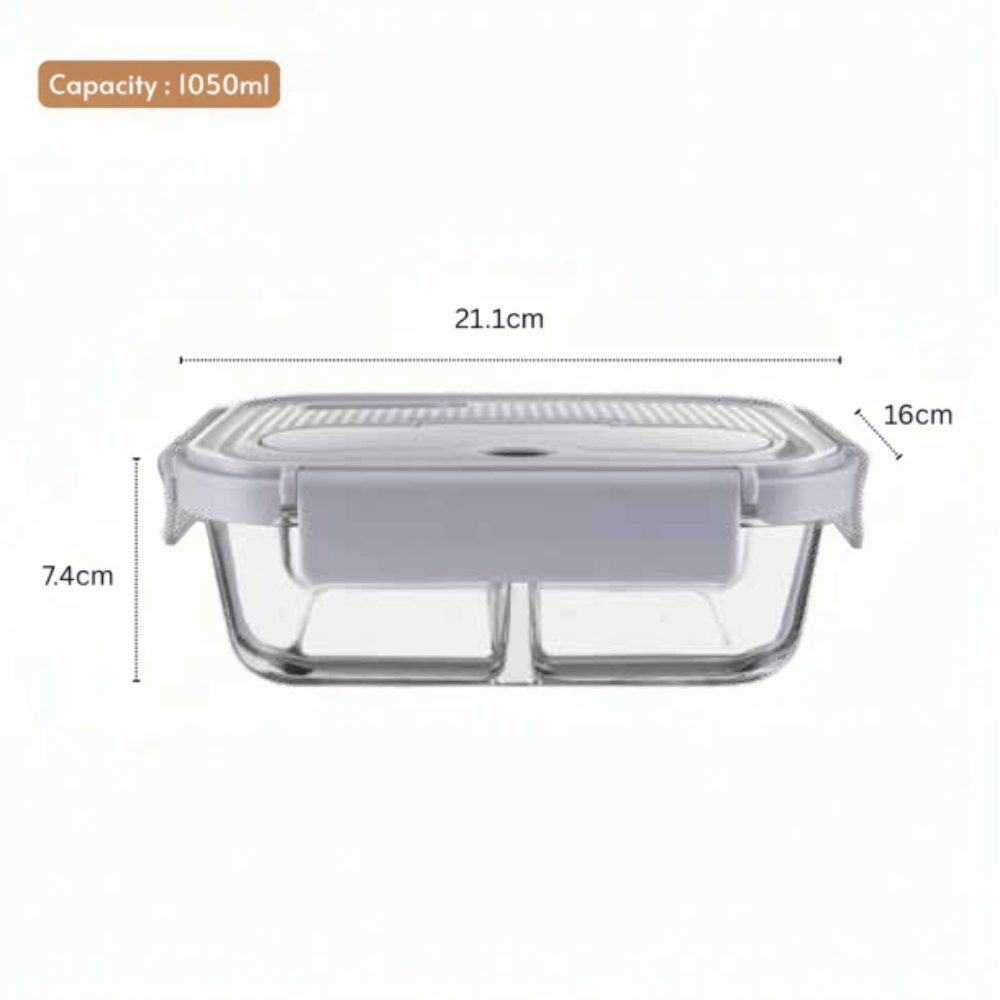 Multi-Compartment Rectangle Glass Food Container