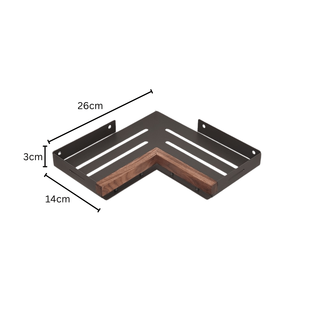 Multi-Purpose Wood and Aluminum Wall Corner Shelf (26cm)