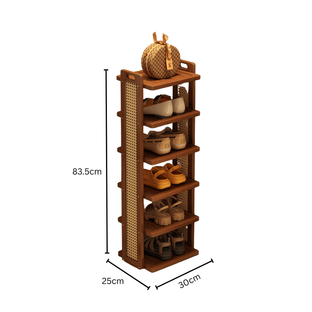Six-Layer Bamboo Entryway Shoe Storage Rack