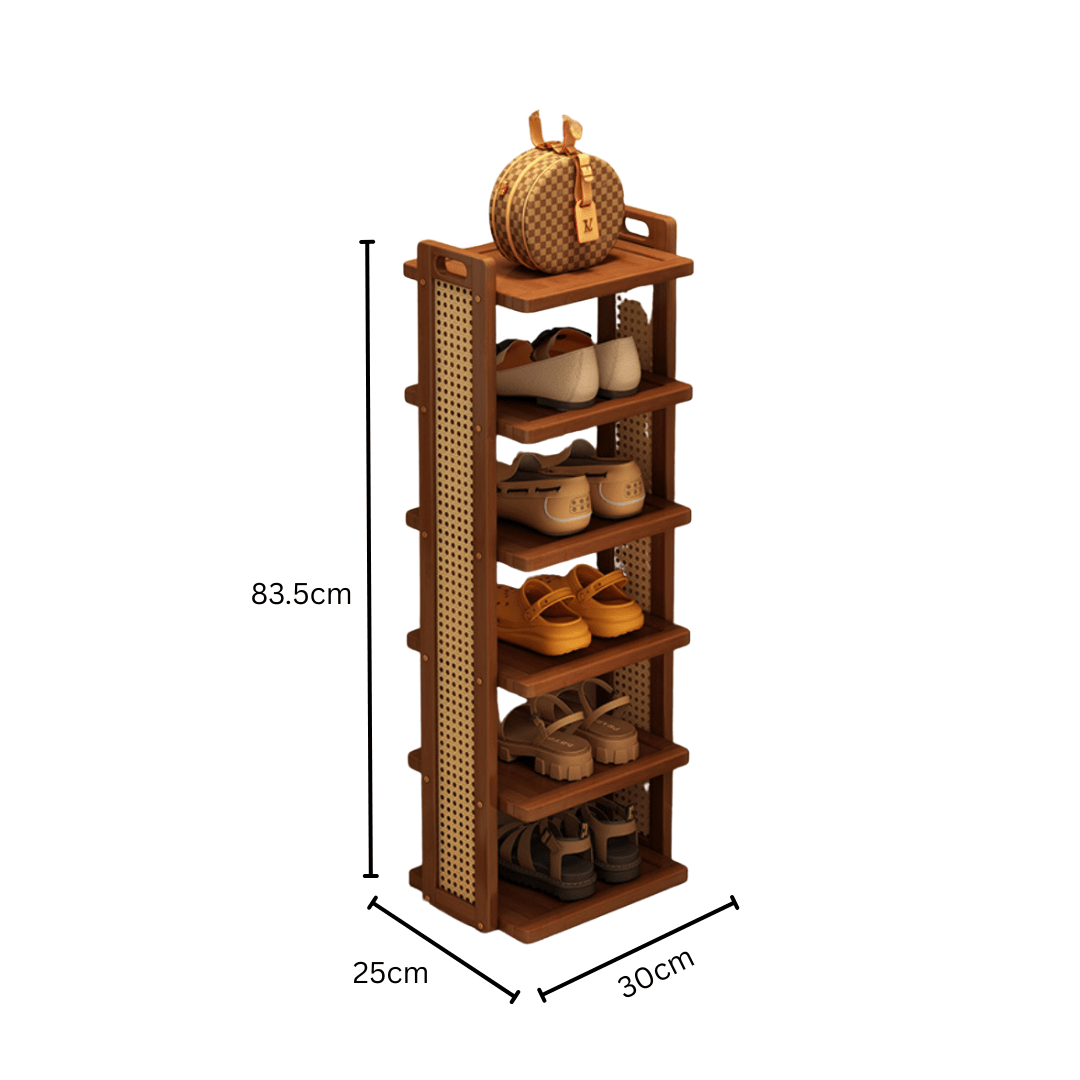 Six-Layer Bamboo Entryway Shoe Storage Rack