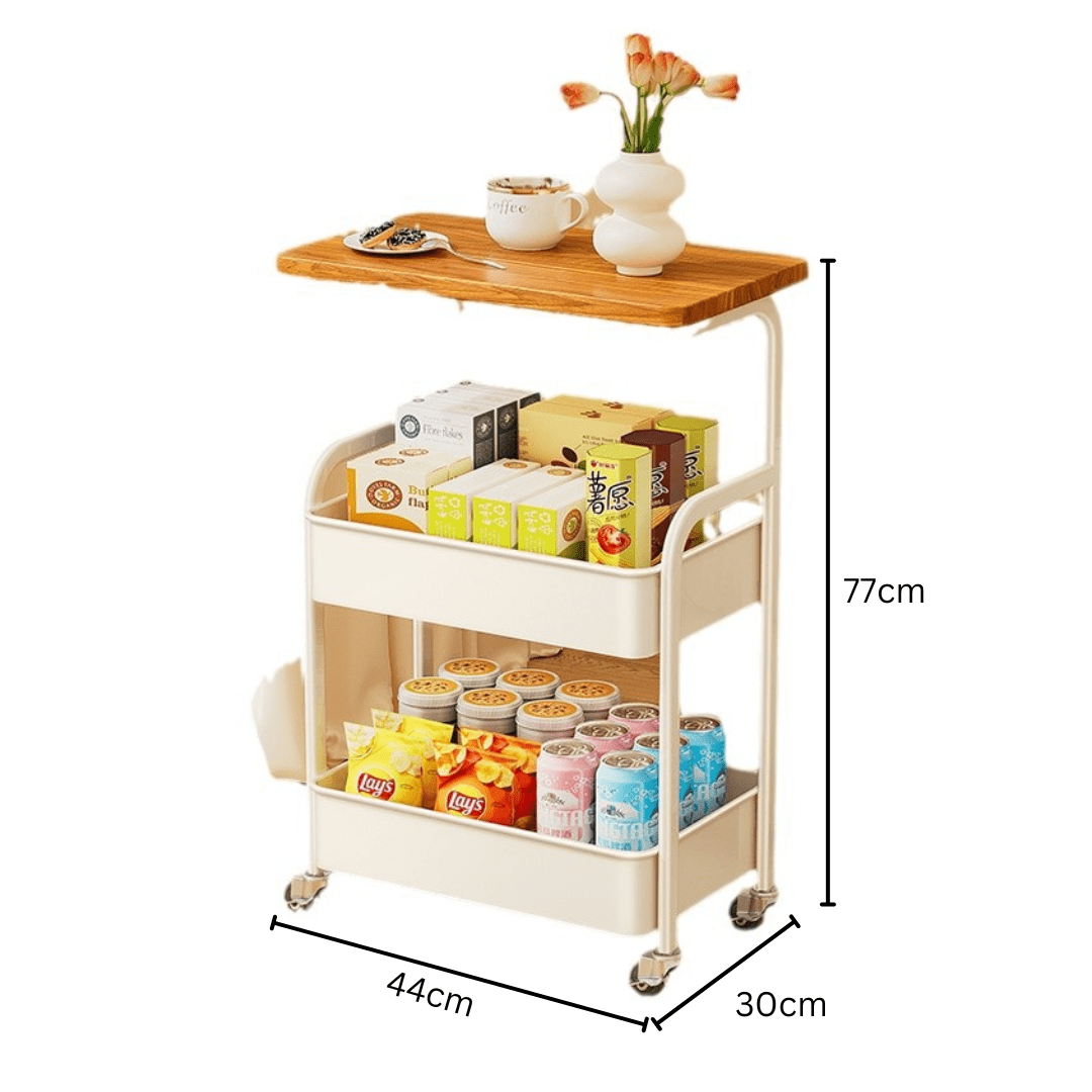 Multi-Layer Style Mobile Snack and Storage Trolley Shelf with Wheels