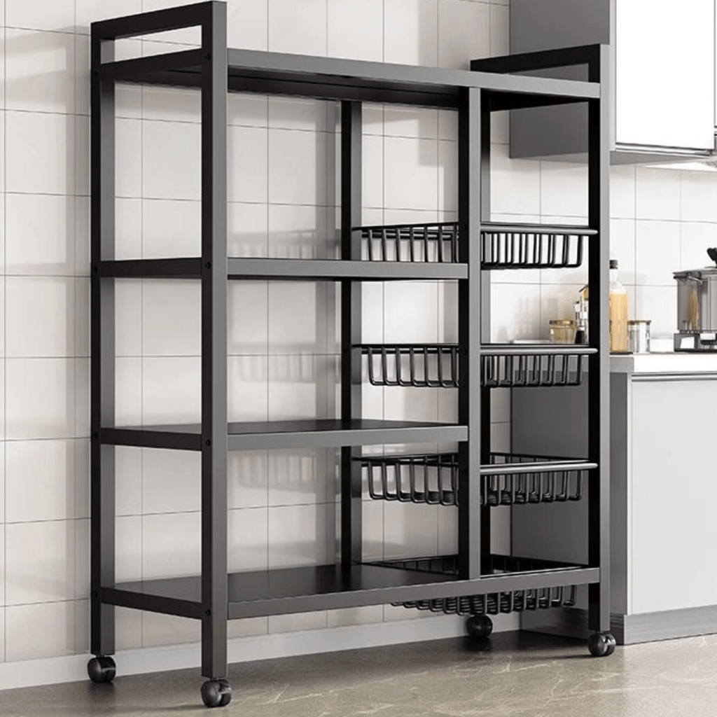 Iron 4-Tier Storage Rack with Adjustable Shelves (90cm)