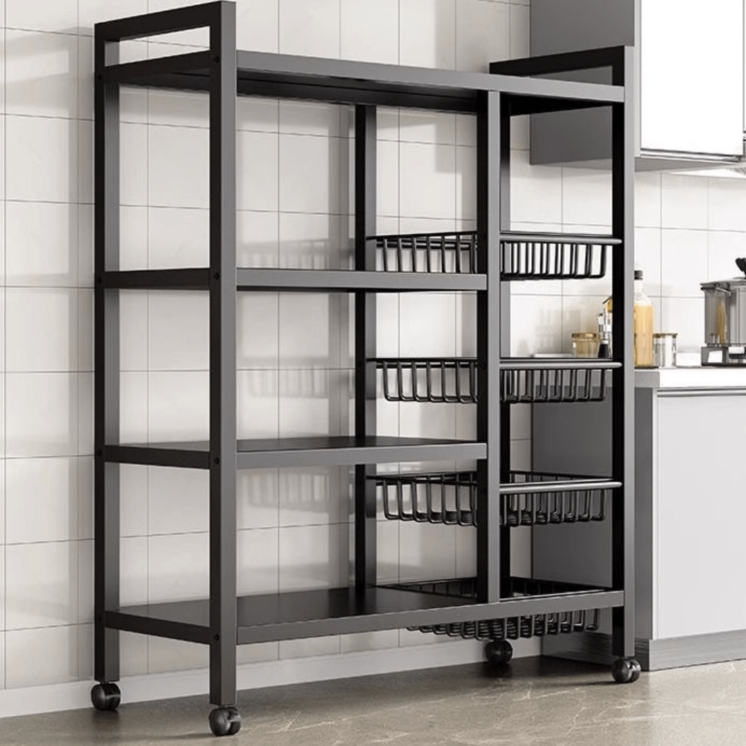 Iron 4-Tier Storage Rack with Adjustable Shelves (90cm)