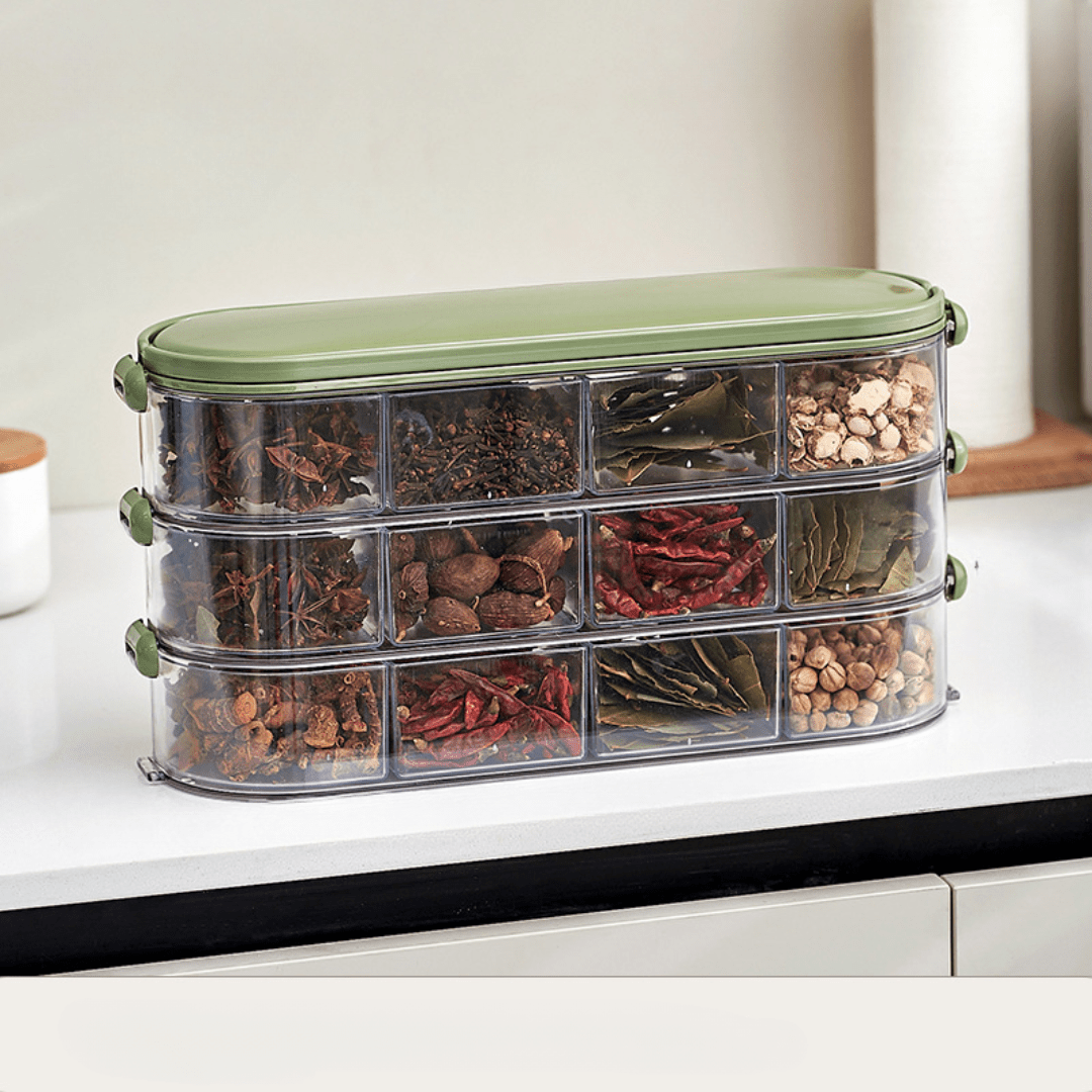 Multi-Purpose Transparent Storage Organizer Box With Handle (Green)