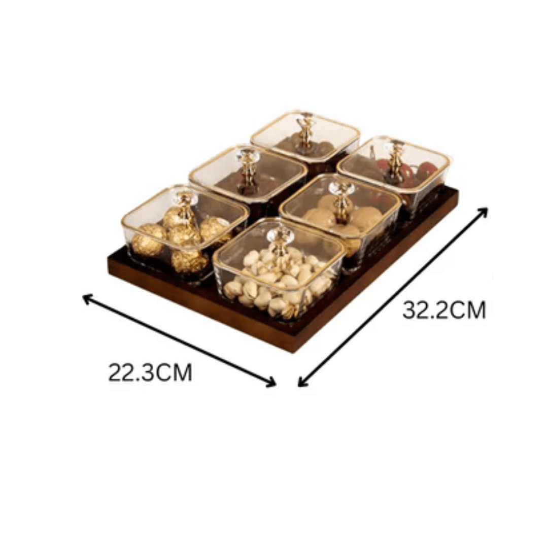 Luxury Glass Snack Box Set (6-Grid)