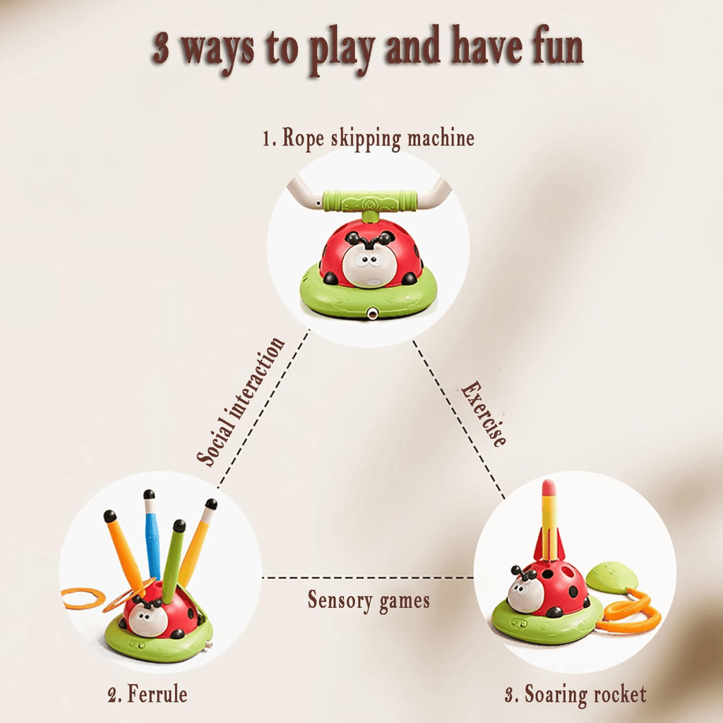 Multifunctional 3-in-1 Ladybug Sports Set for Kids Exercise Fun