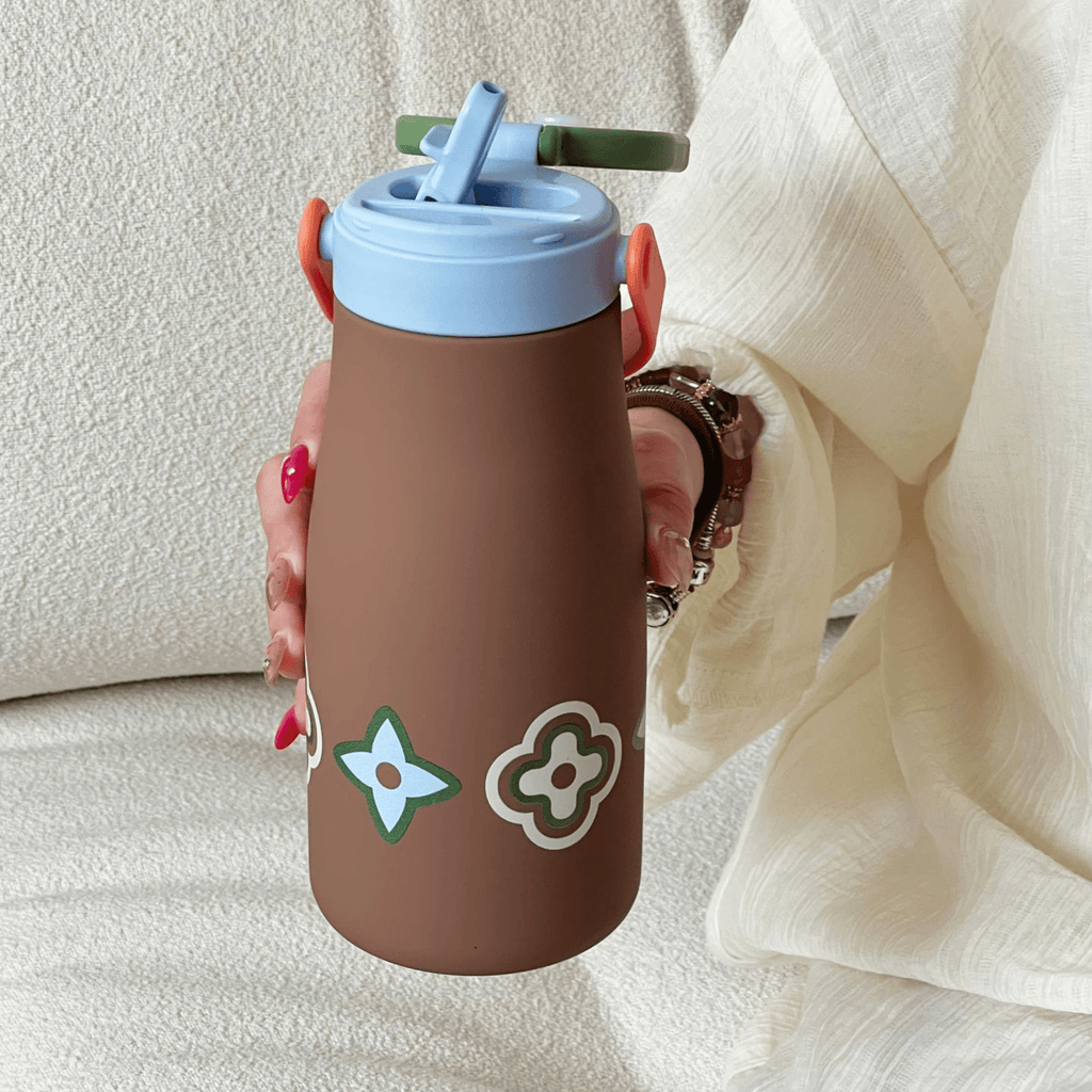 Portable Leakproof Stainless Steel Thermos Cup with Handle(600ml)