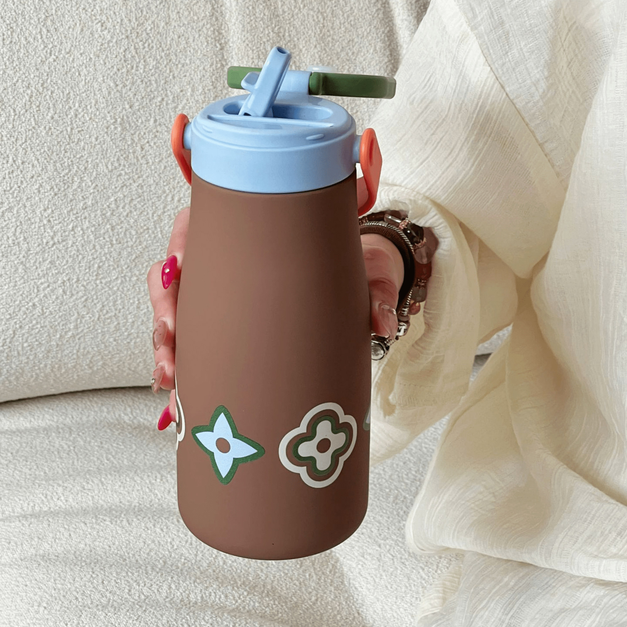 Portable Leakproof Stainless Steel Thermos Cup with Handle(600ml)