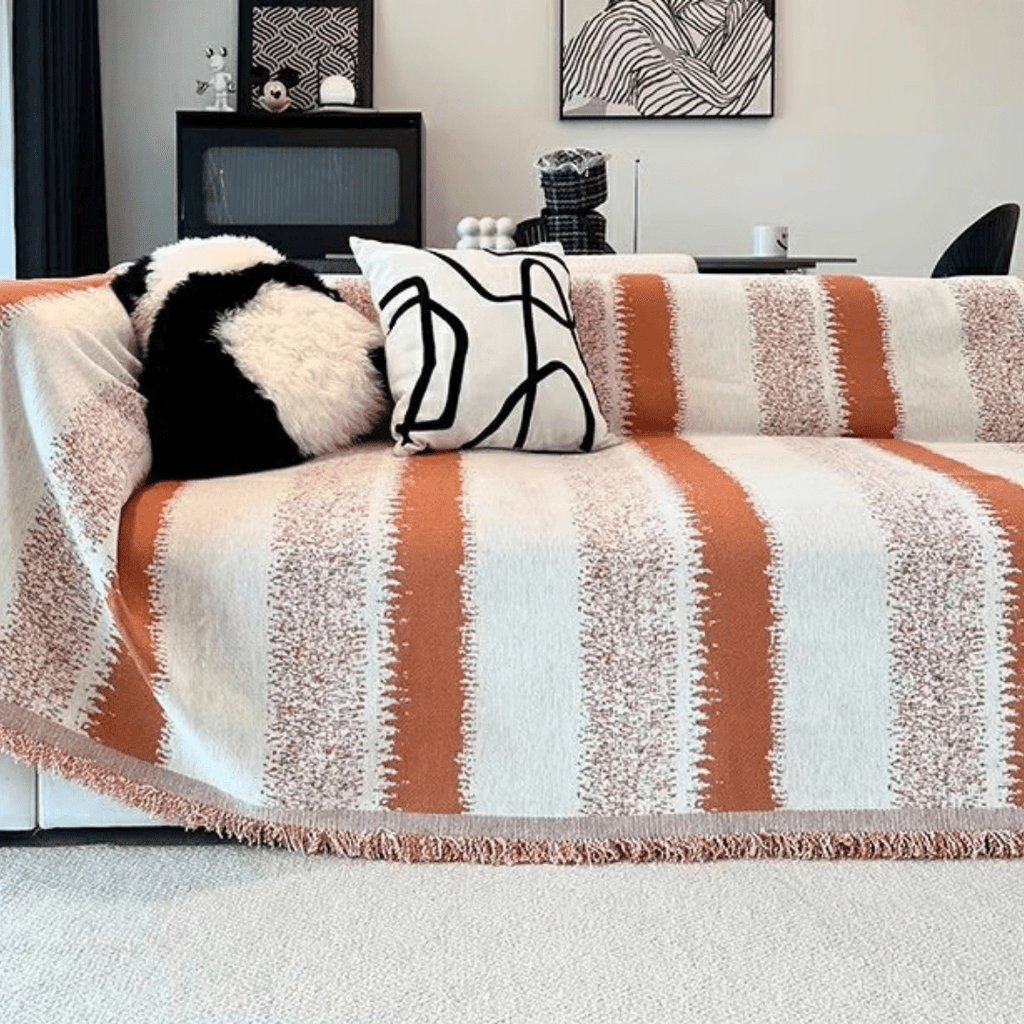 Elegance Chenille Sofa Cover :[EM-SC-10] (Orange)