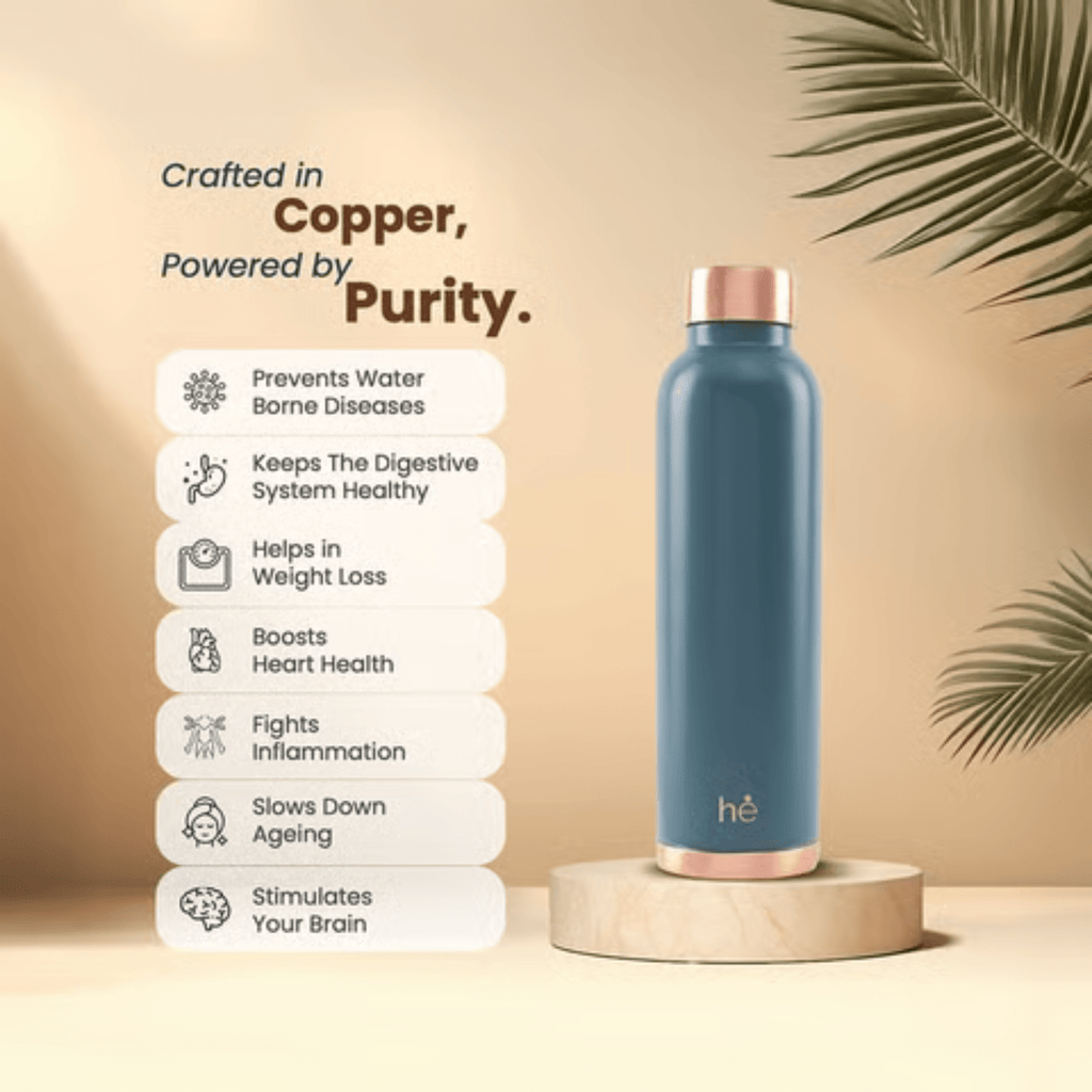 Leak-Proof Pure Copper Water Bottle (1Litre)