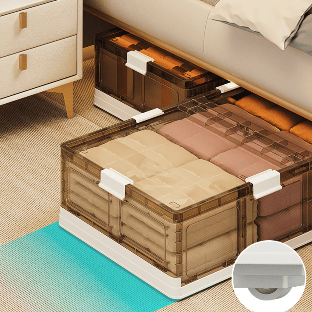 Stackable Multi-Use Plastic Underbed Organizer Box with Roller Wheels