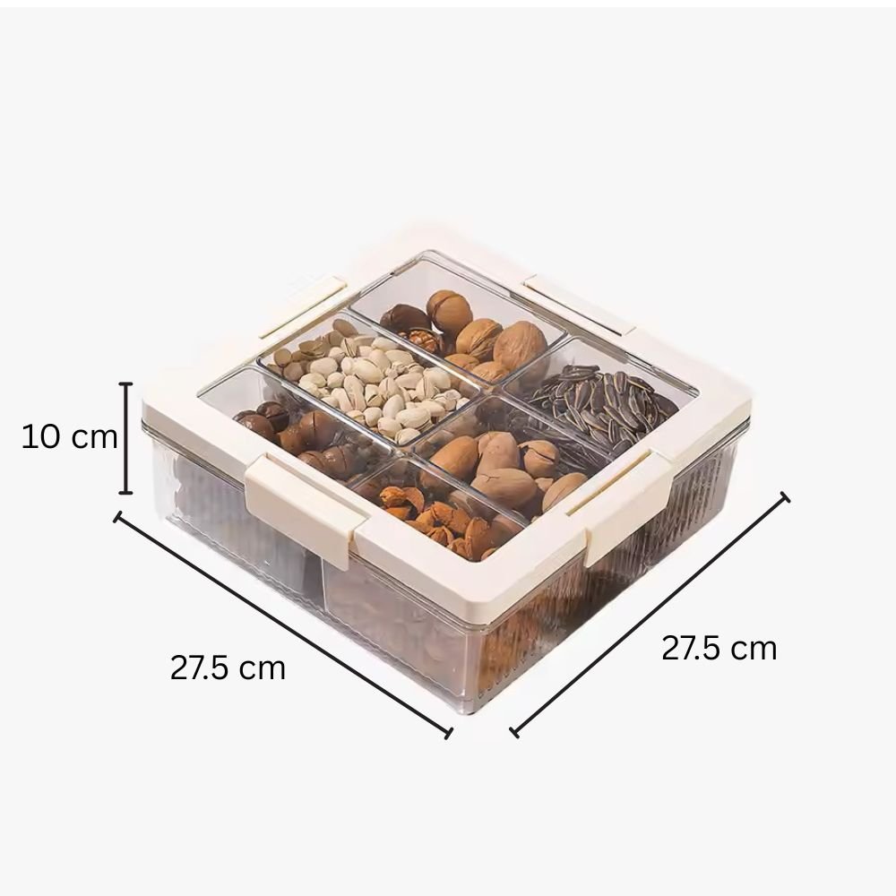 Multi-Purpose 6 Grid Snack & Candy Storage Container Box (27cm)