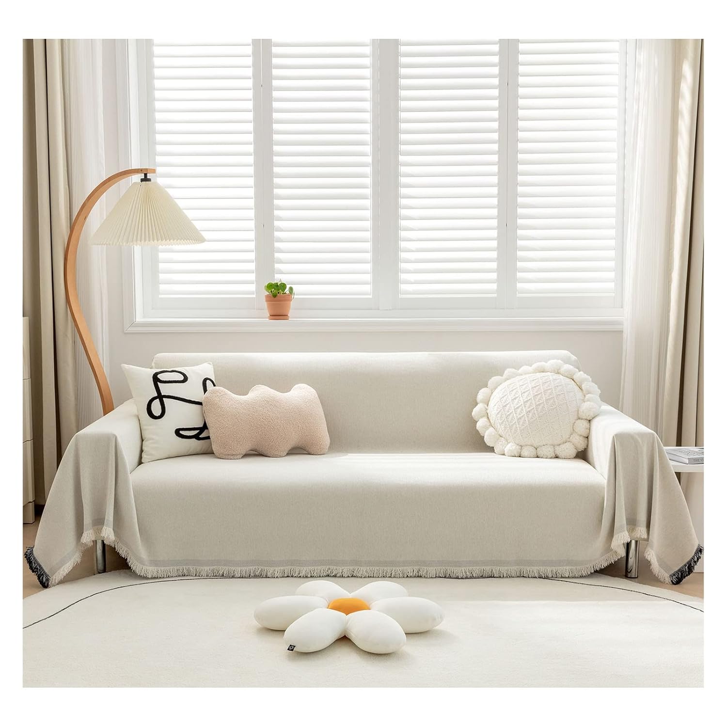 Elegance Chenille Sofa Cover : [EM-SC-04] (Beige)