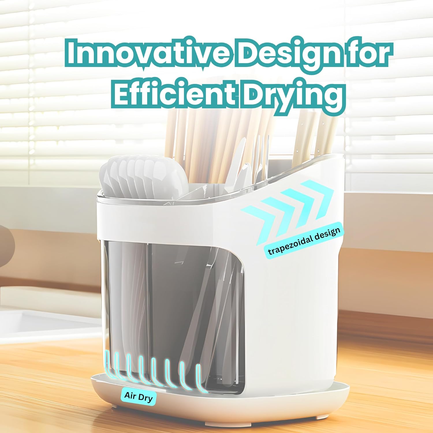 Multi-Compartment Utensil Organizer Stand