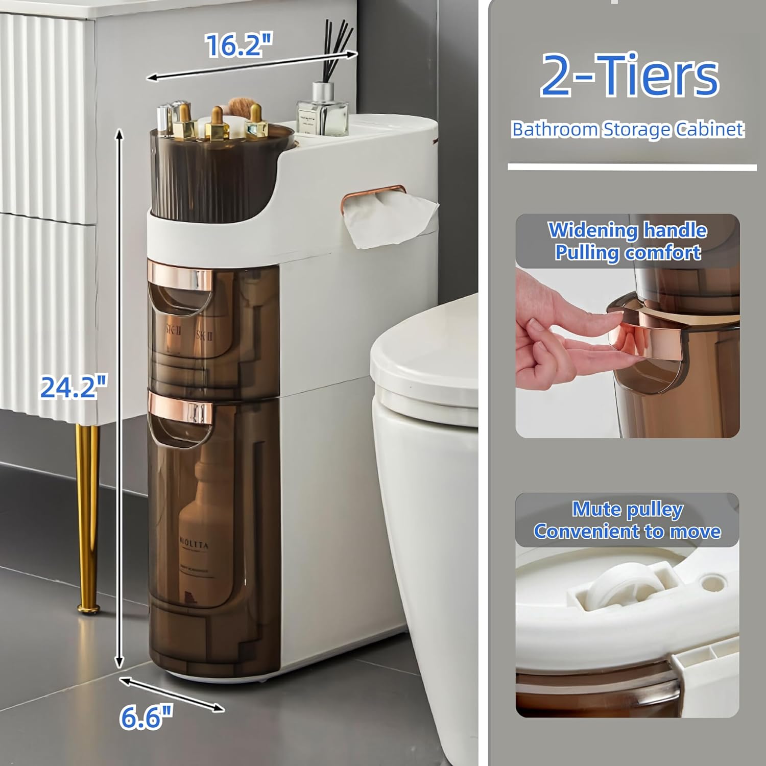Multi-Purpose Slim Design Rolling Storage Cart