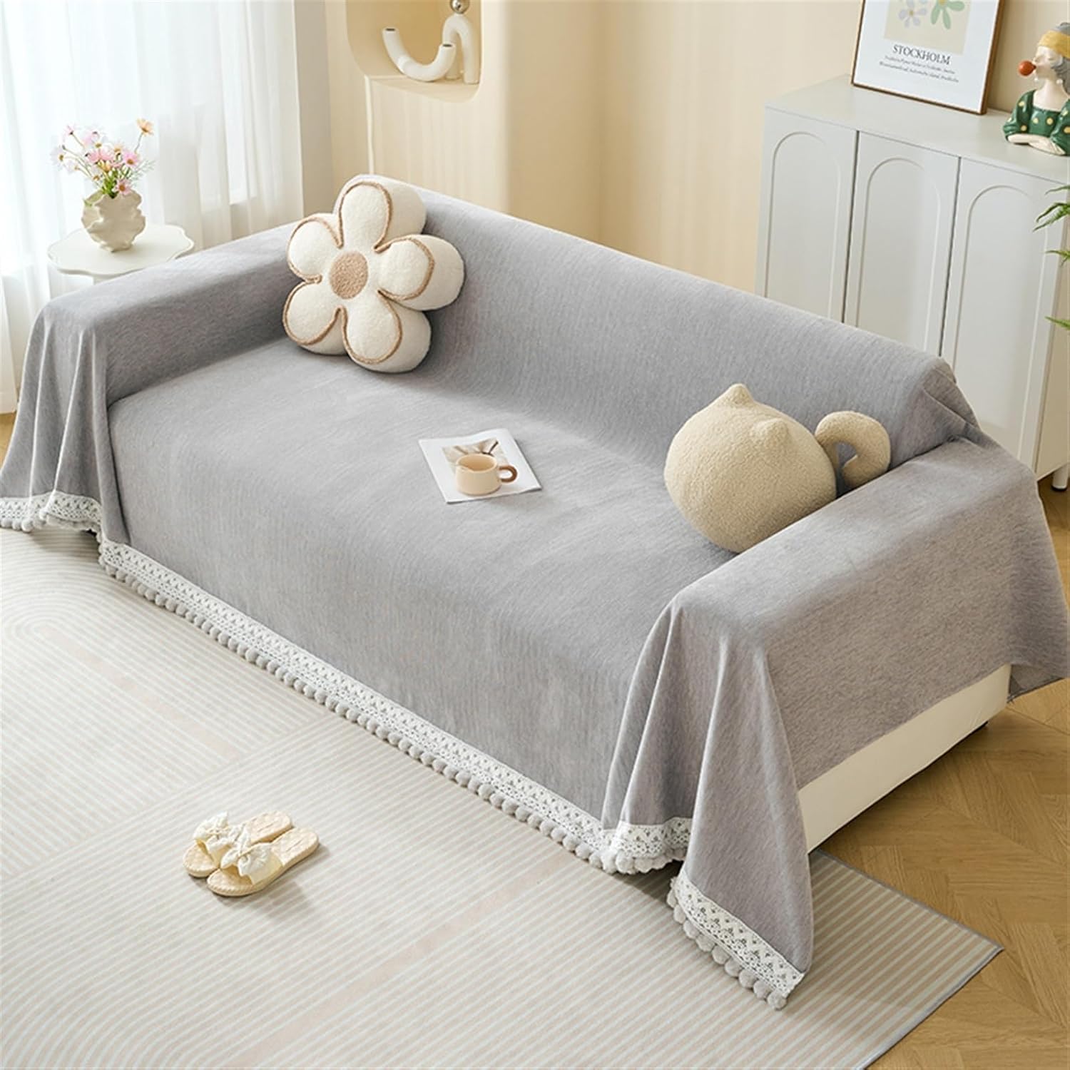 Light Grey Elegance Elegance Chenille Sofa Cover