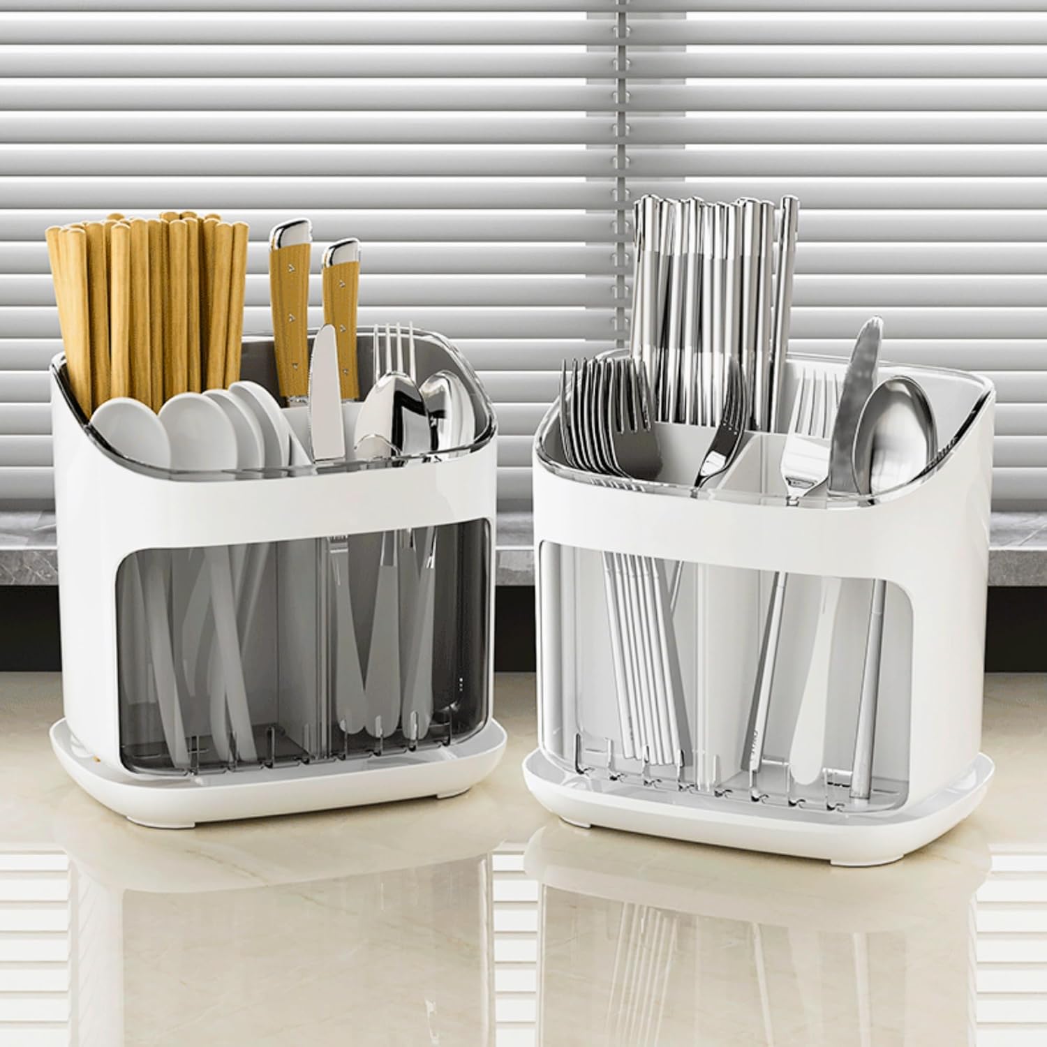 Multi-Compartment Utensil Organizer Stand