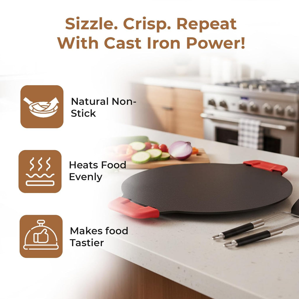 Multi-Cooktop Compatible Durable Cast Iron Dosa Tawa (30CM)