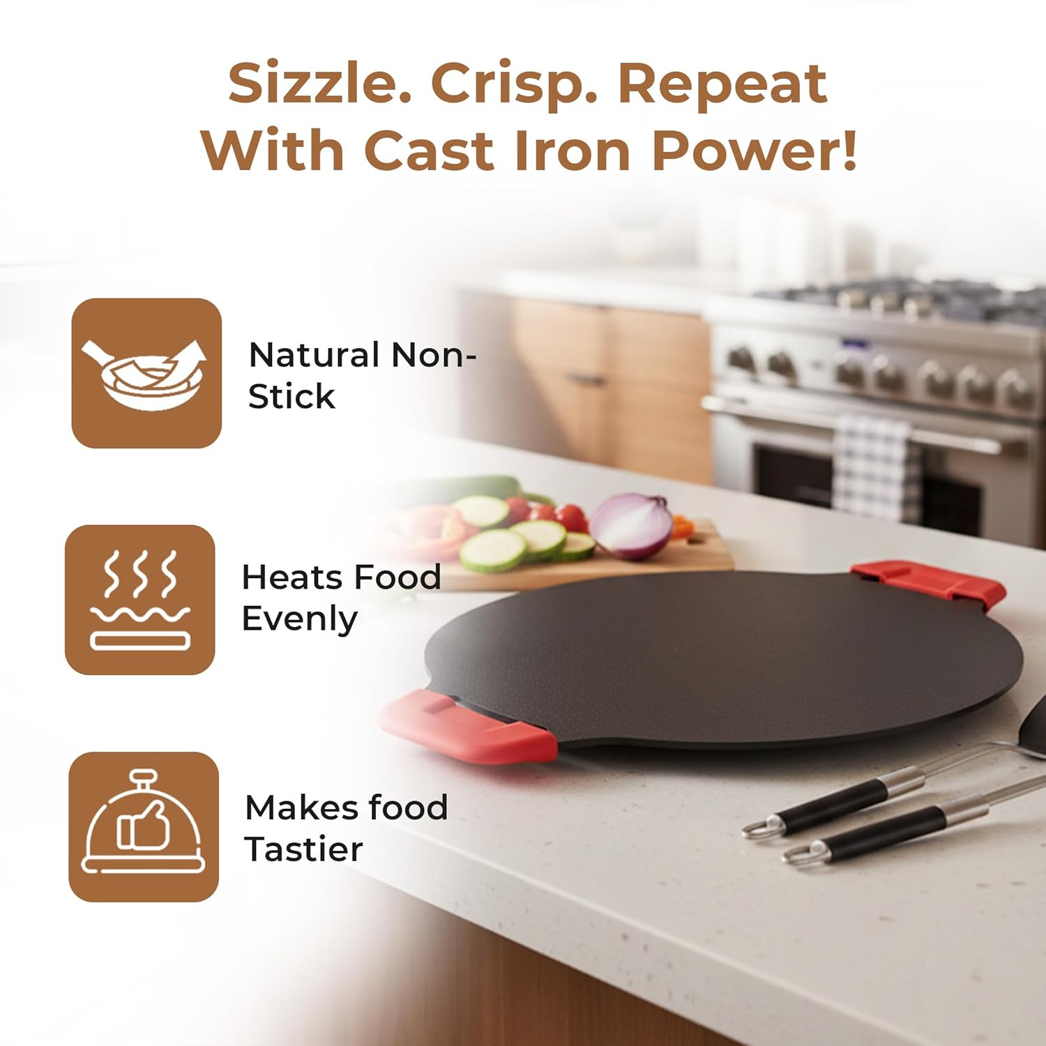 Multi-Cooktop Compatible Durable Cast Iron Dosa Tawa (30CM)