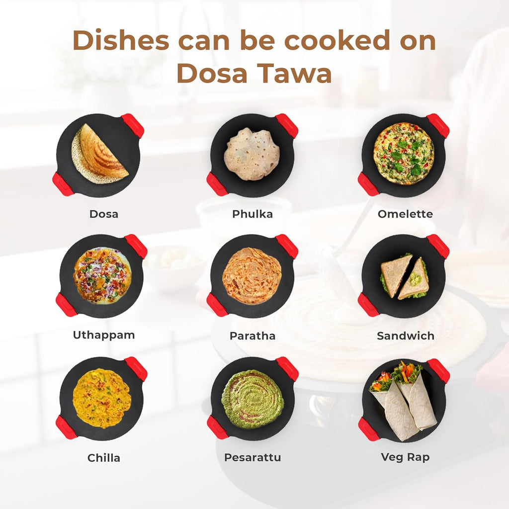 Multi-Cooktop Compatible Durable Cast Iron Dosa Tawa (30CM)