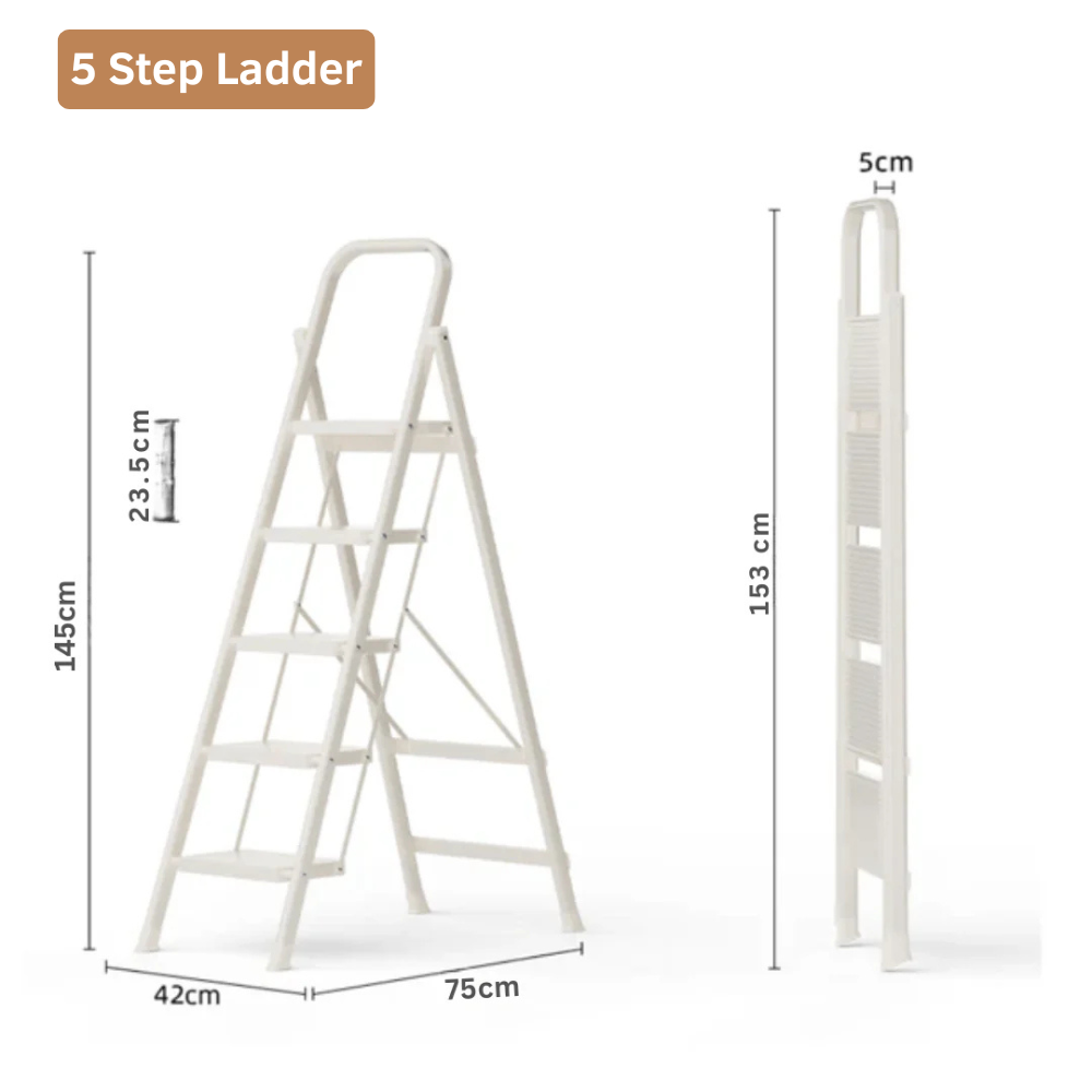 Multifunctional Steel Folding Ladder with Wide Non-Slip Pedals