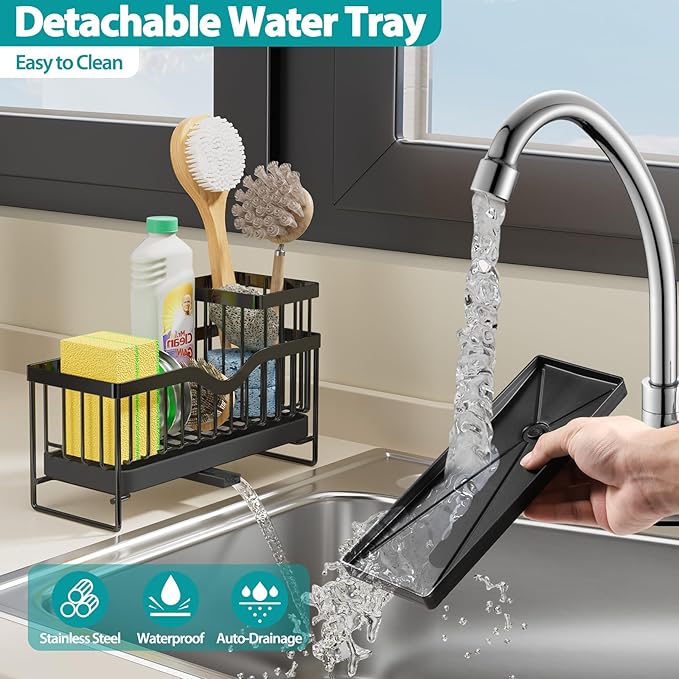 Premium Stainless Steel Sink Holder with Brush Rack (25cm)