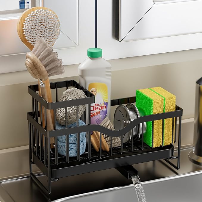 Premium Stainless Steel Sink Holder with Brush Rack (25cm)