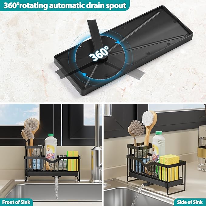 Premium Stainless Steel Sink Holder with Brush Rack (25cm)