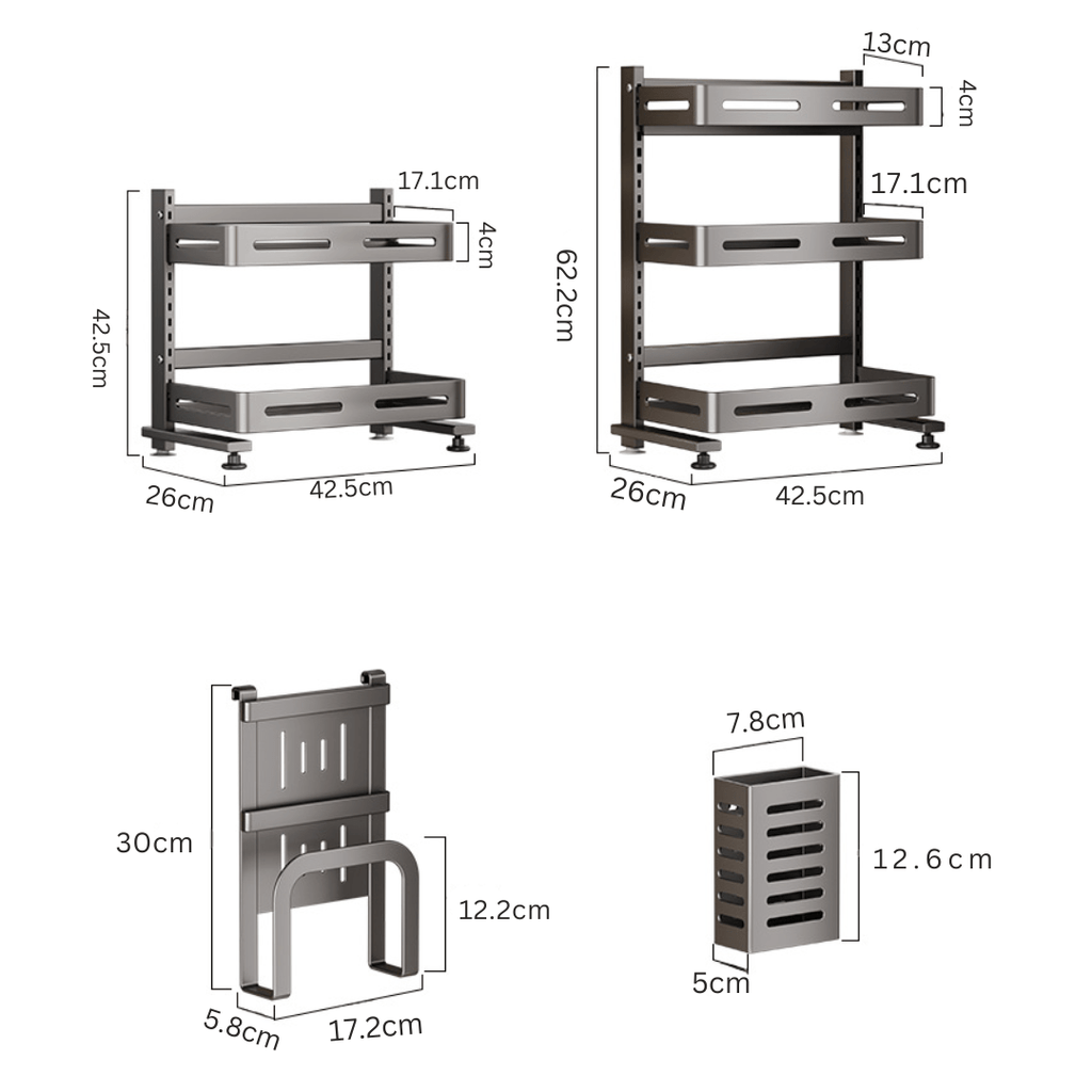 Multi-Tier Stainless Steel Kitchen Storage Rack(43cm)