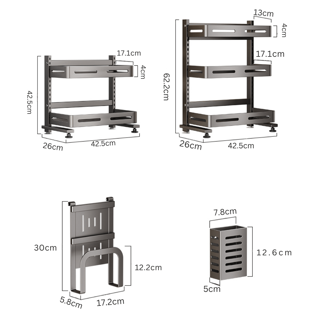 Multi-Tier Stainless Steel Kitchen Storage Rack(43cm)