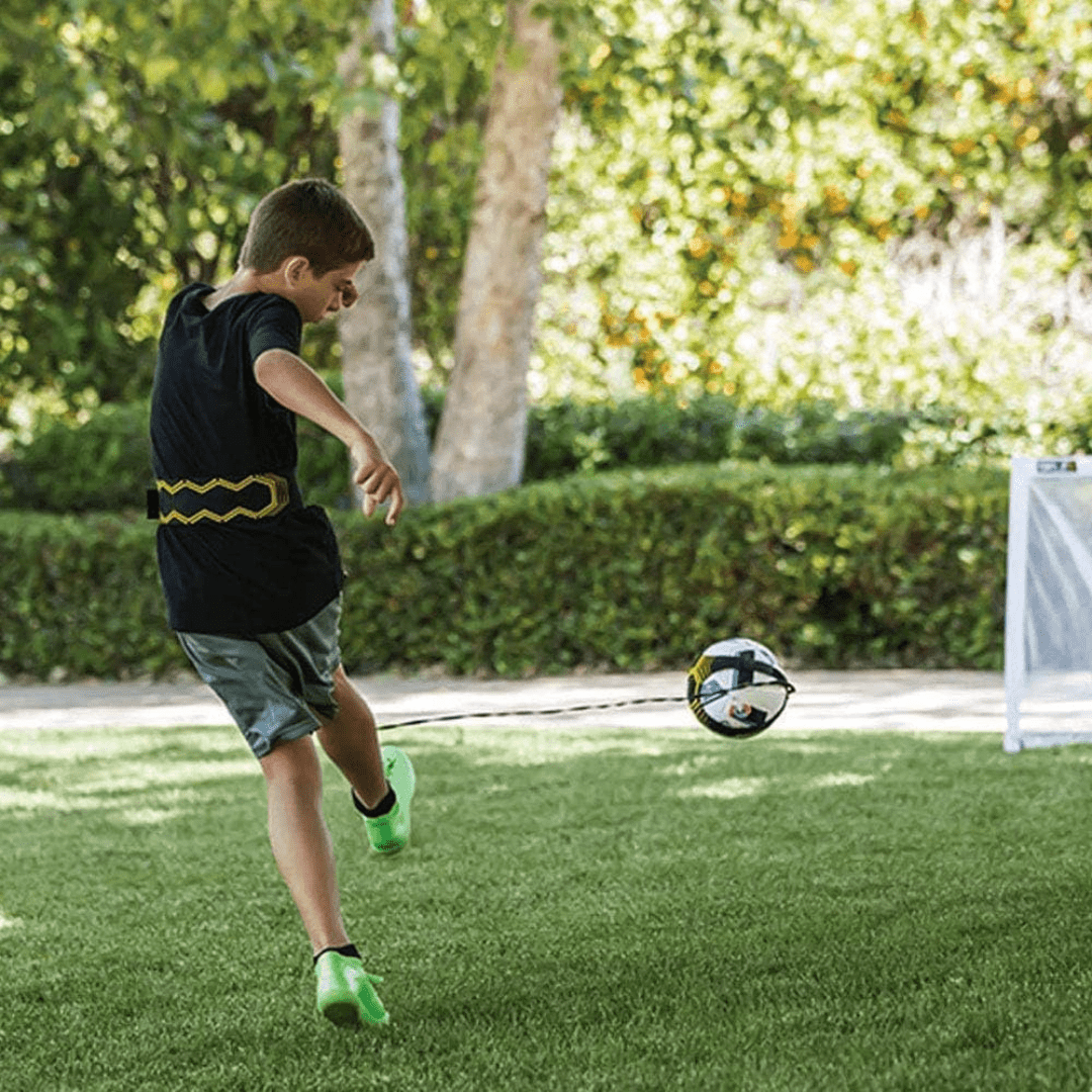 Solo Football Trainer with Adjustable Elastic Kick Strap