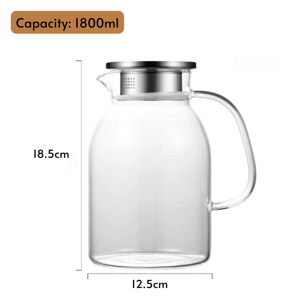 Multi-Purpose Large Capacity Heat-Resistant Borosilicate Glass Kettle - 1800ml