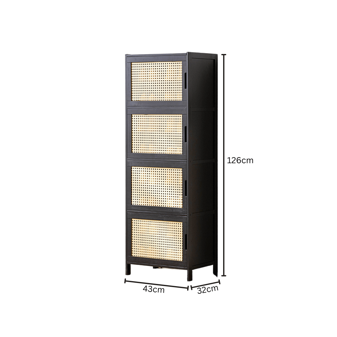 Multi-Purpose Bamboo Wood Storage Cabinet (Black-43cm)
