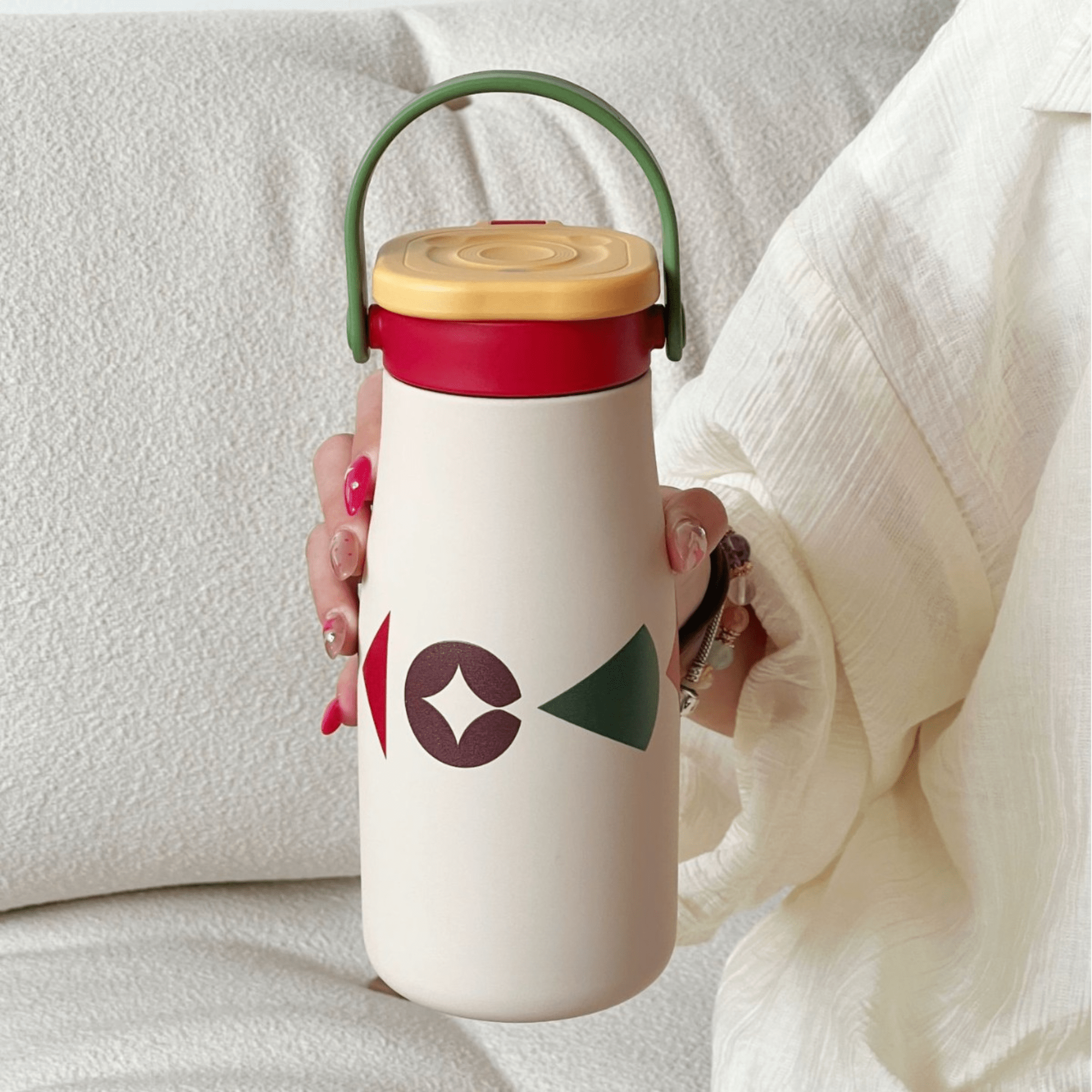 Portable Leakproof Stainless Steel Thermos Cup with Handle(600ml)