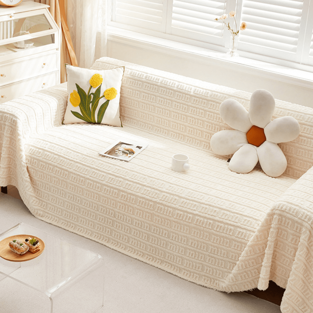 Elegance Chenille Sofa Cover : [EM-SC-27] (Cream)