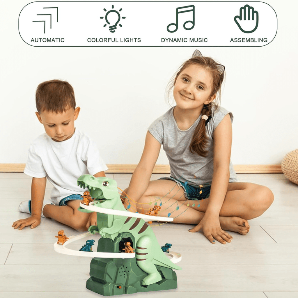 Electric Dinosaur Slide Track Climbing Toy with Music