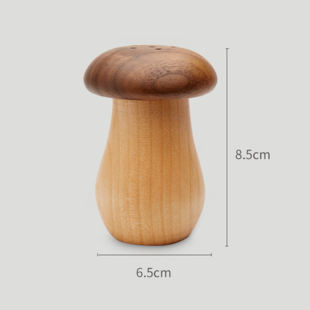 Natural Solid Wood Toothpick Case with Vintage Mushroom Top