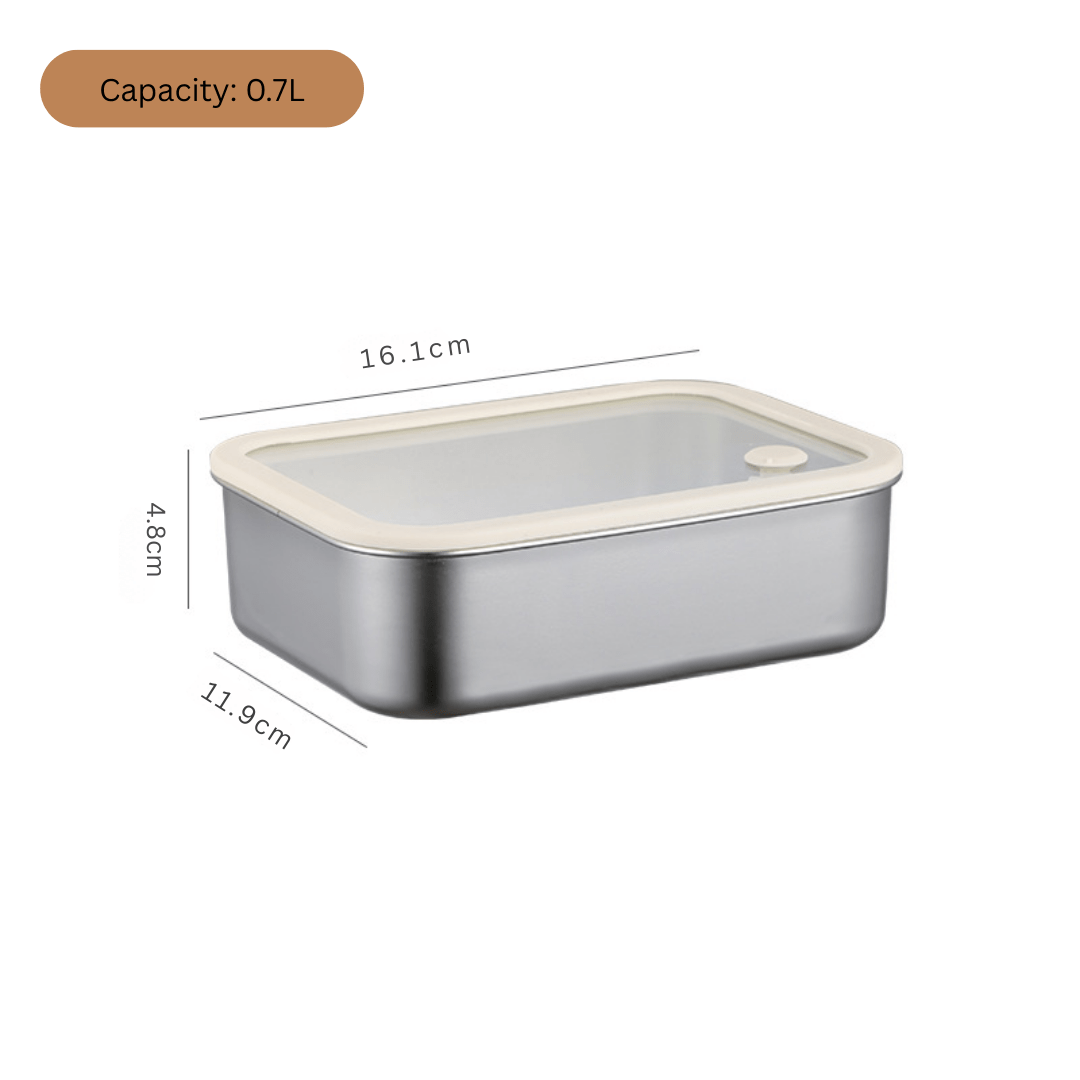 Stainless Steel Multi-Use Storage Box with Lid (0.7L)