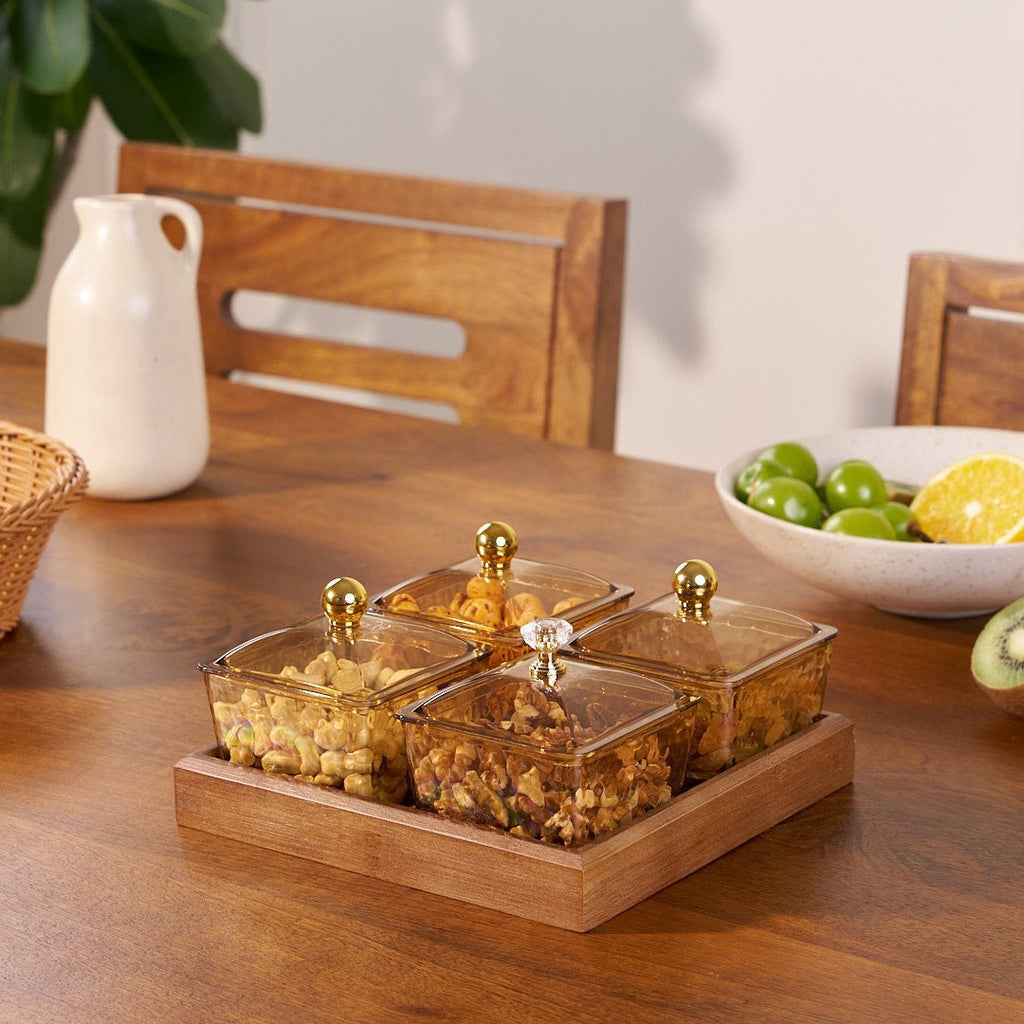 Crystal Clear Snack Plate Organizer (4-BOXES TRAY)