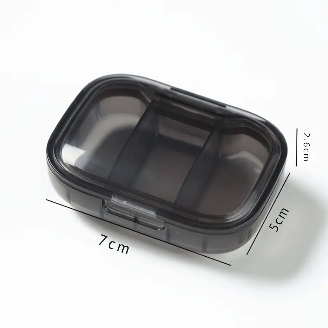Compact Triple-Sealed Adjustable 3-Grid Mini Pill Organizer Box