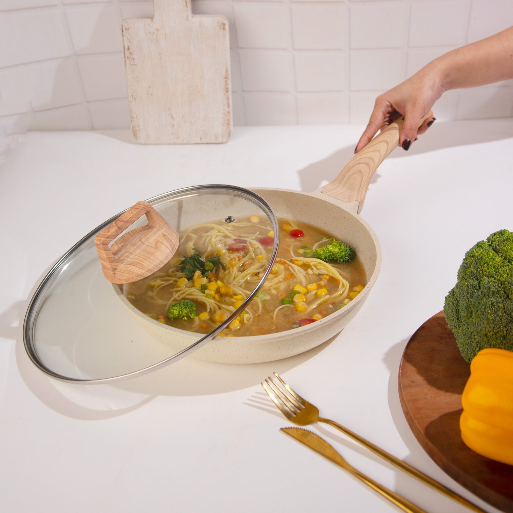 Maifan Stone Non-Stick Flat Bottom Frying Pan (24cm)