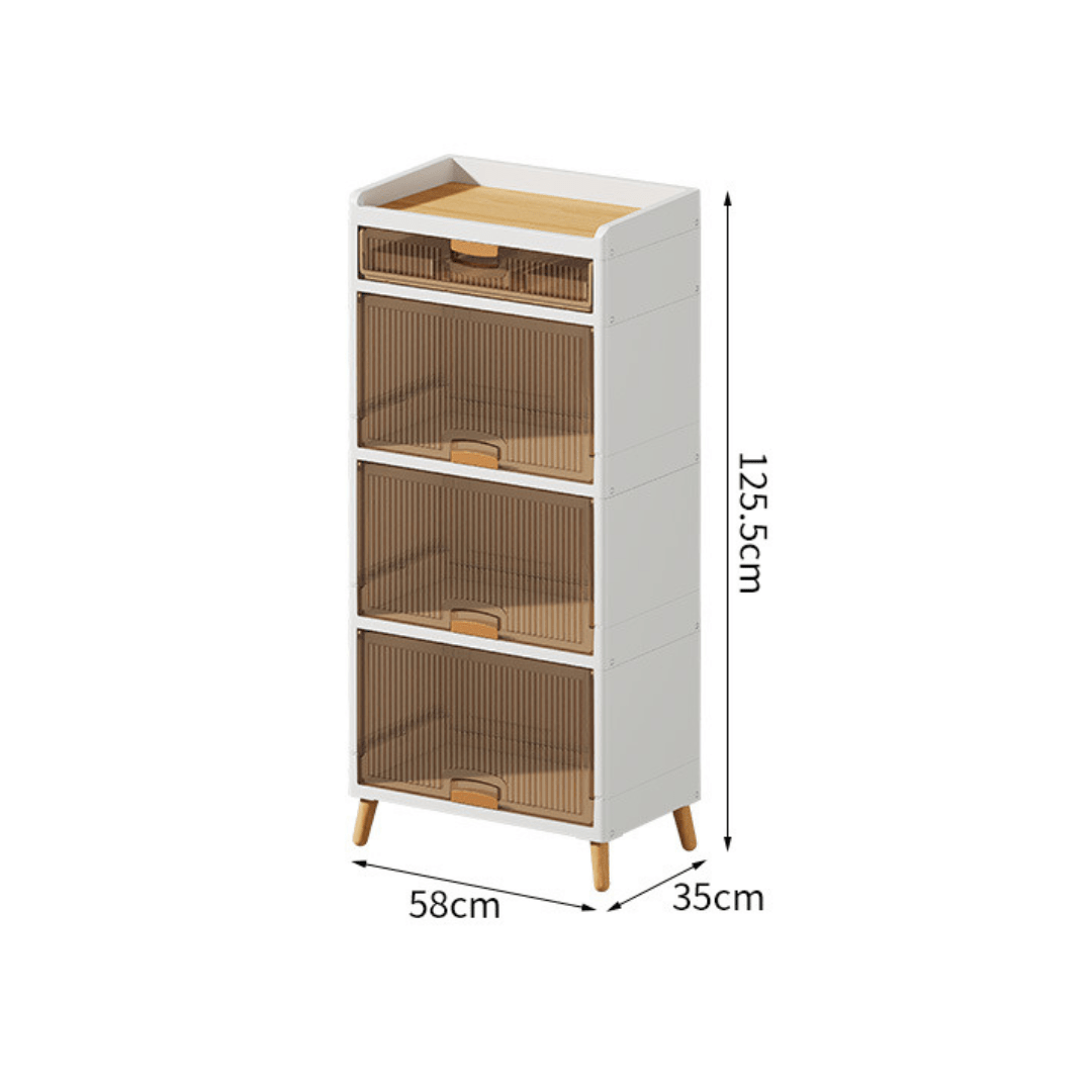 Multi-Purpose Transparent Flip-Top Storage Cabinet With Legs (58cm)