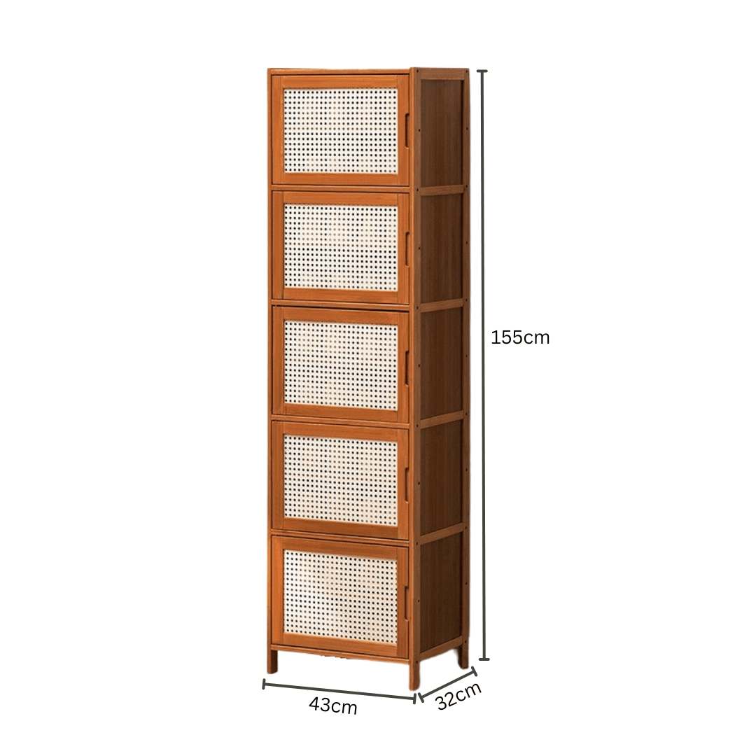 Multi-Purpose Bamboo Wood Storage Cabinet (Brown-43cm)