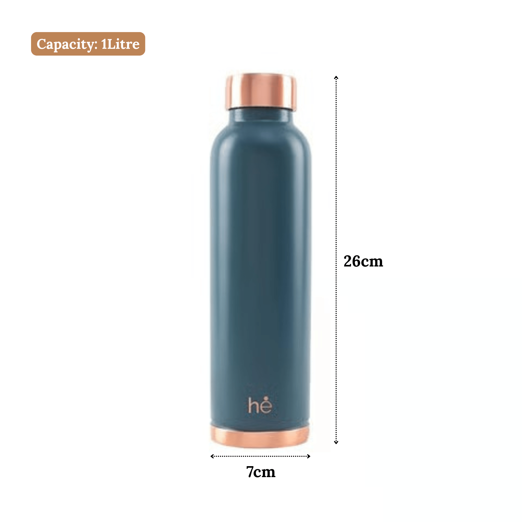 Leak-Proof Pure Copper Water Bottle (1Litre)