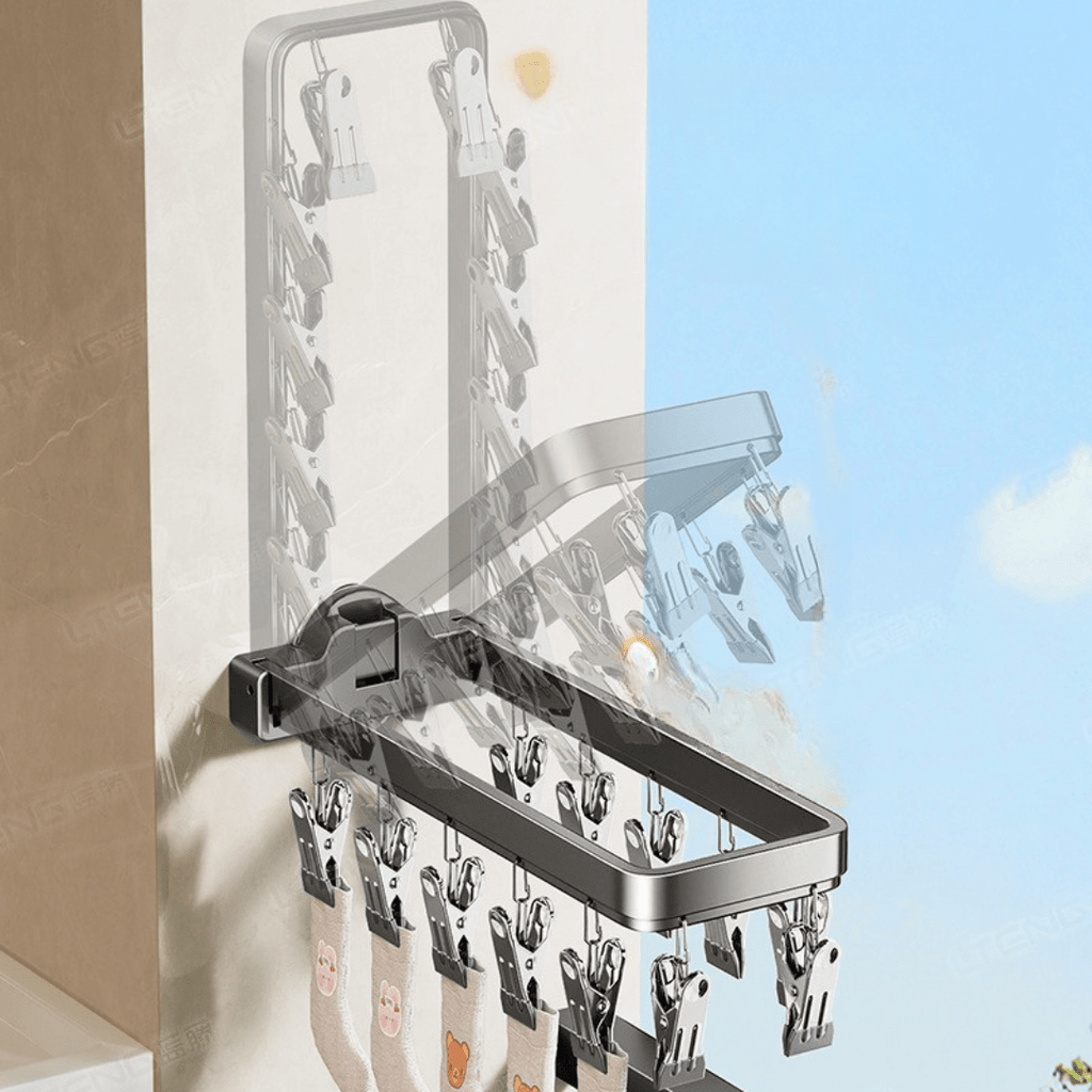 Carbon Steel Foldable Suction Cup Sock Drying Rack