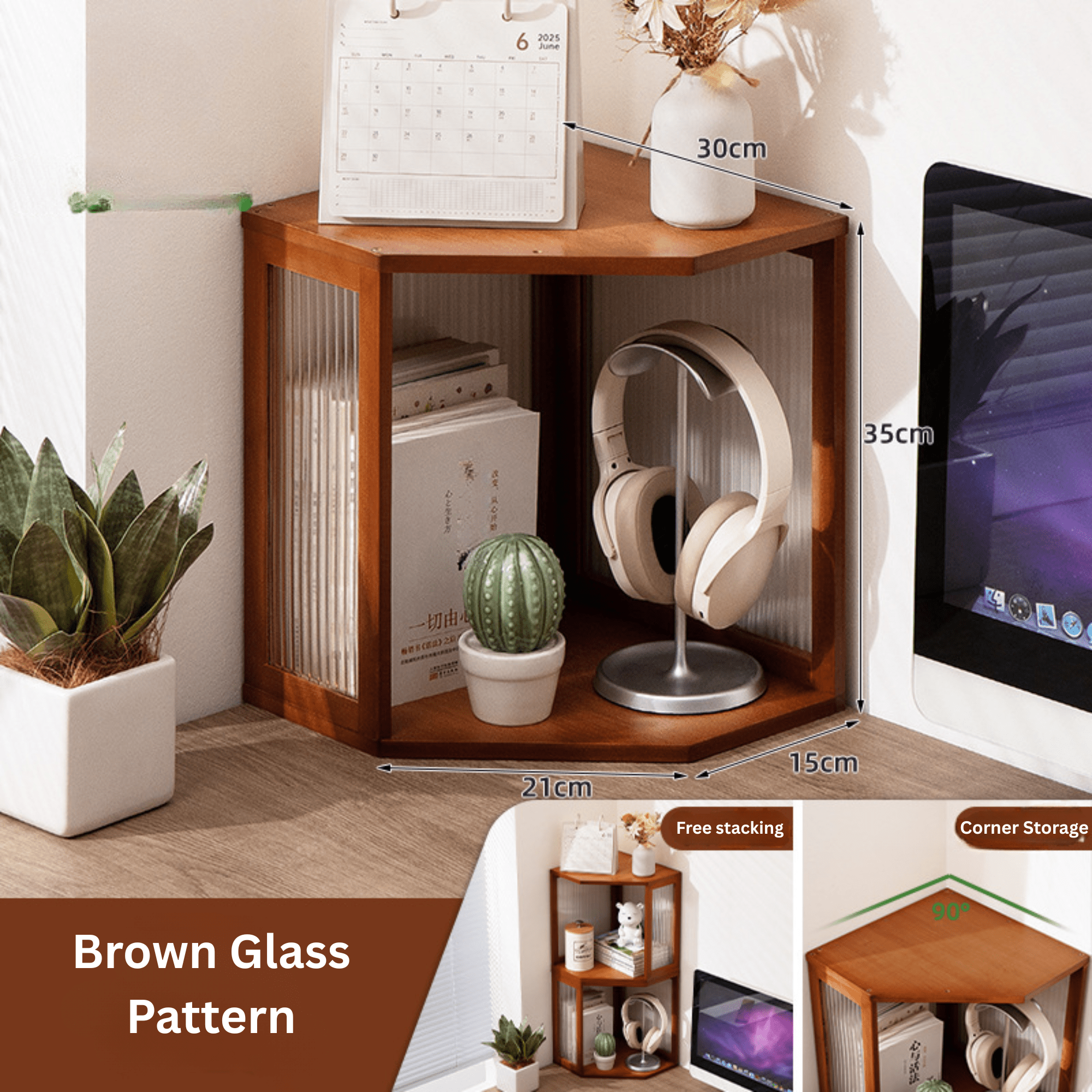 Multi-Purpose Stackable Bamboo Corner Storage Organizer