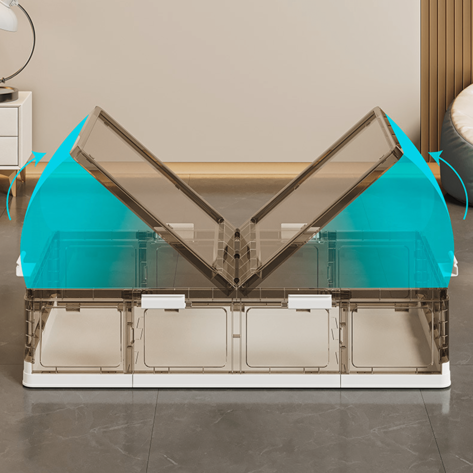 Stackable Multi-Use Plastic Underbed Organizer Box with Roller Wheels