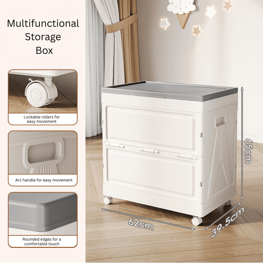 Multi-Purpose Foldable Storage Box With Lid And Wheels