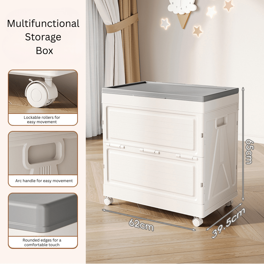 Multi-Purpose Foldable Storage Box With Lid And Wheels