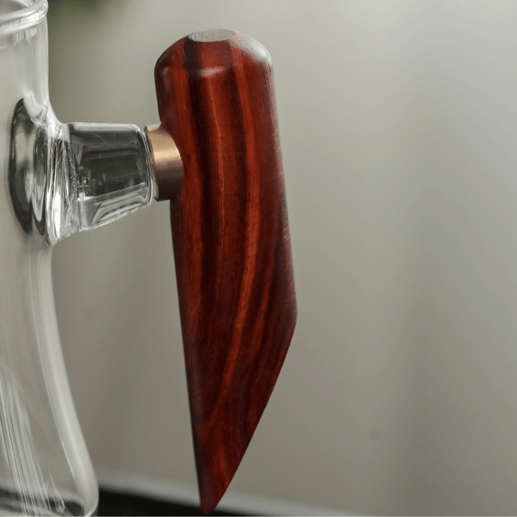 Borosilicate Glass Crescent Filter Cup with Wooden Handle(360ml)